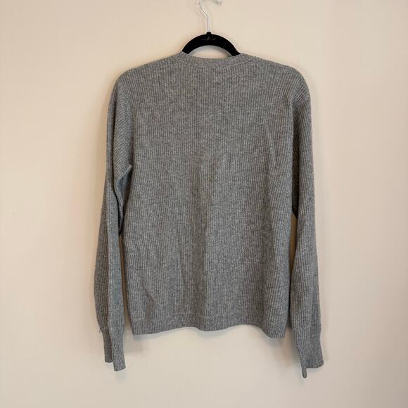 Save Khaki Sweater Mens M Gray 100% Cashmere Long Sleeve Casual Preppy Pullover - Picture 2 of 4